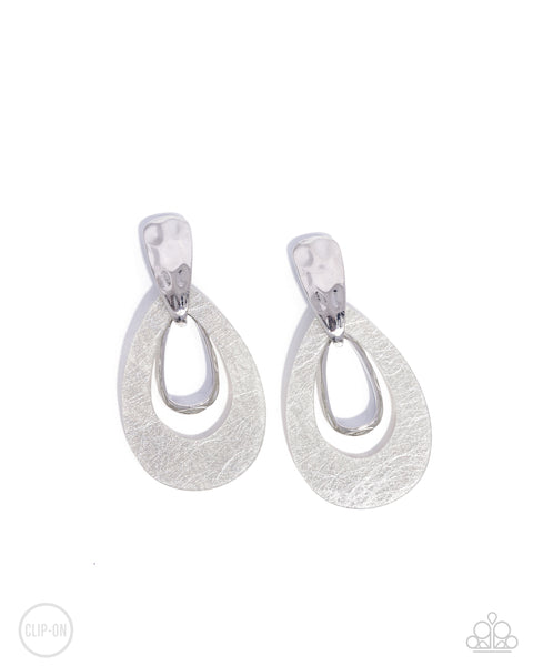 Tattered Teardrop - Silver-Clip-On